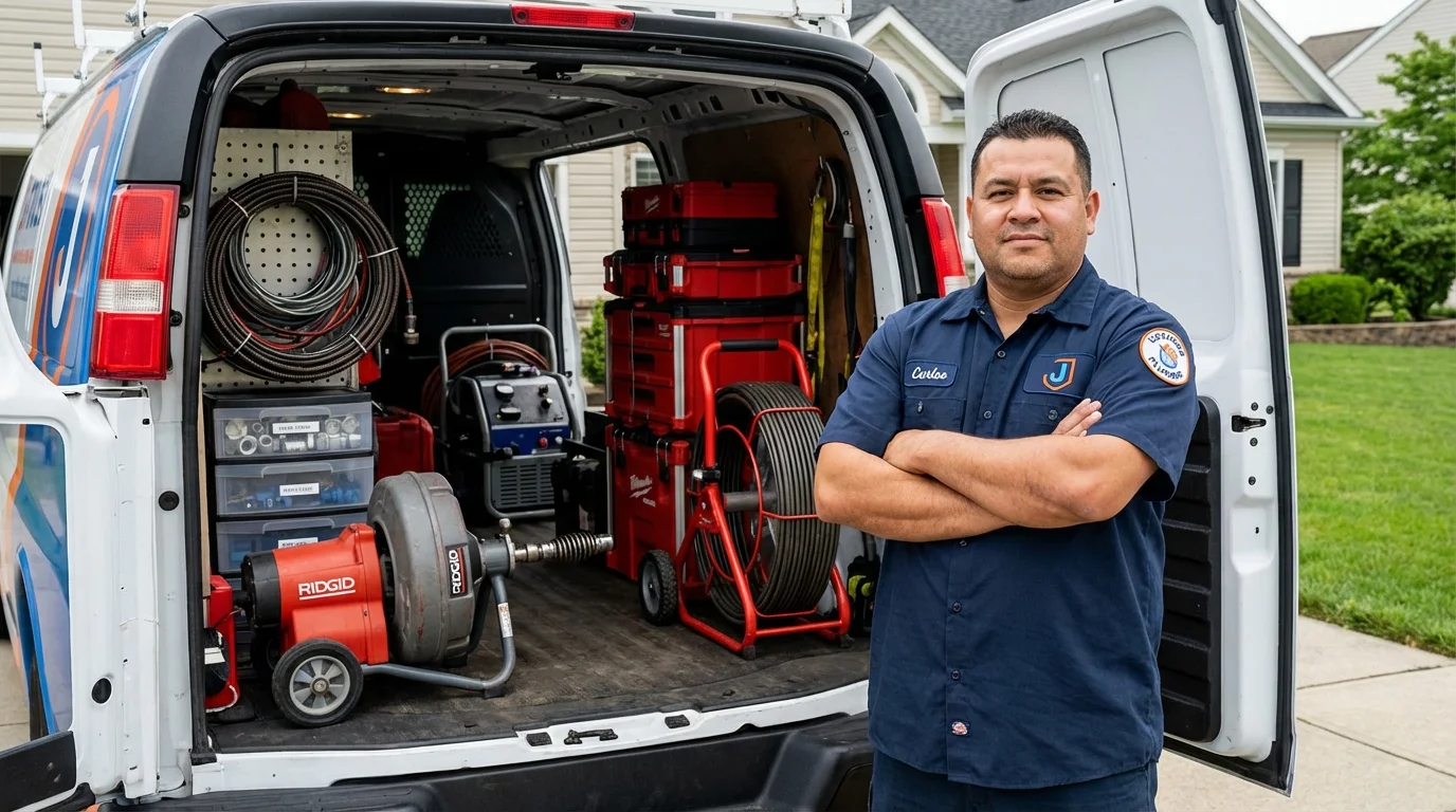 Professional drain cleaning equipment and Johns Plumbing LLC plumber in Mount Prospect