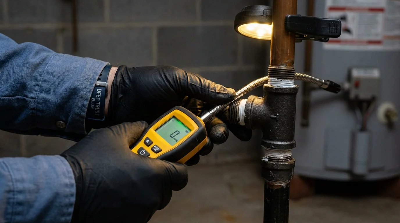 Gas leak detection with electronic sniffer by Johns Plumbing LLC in Mount Prospect